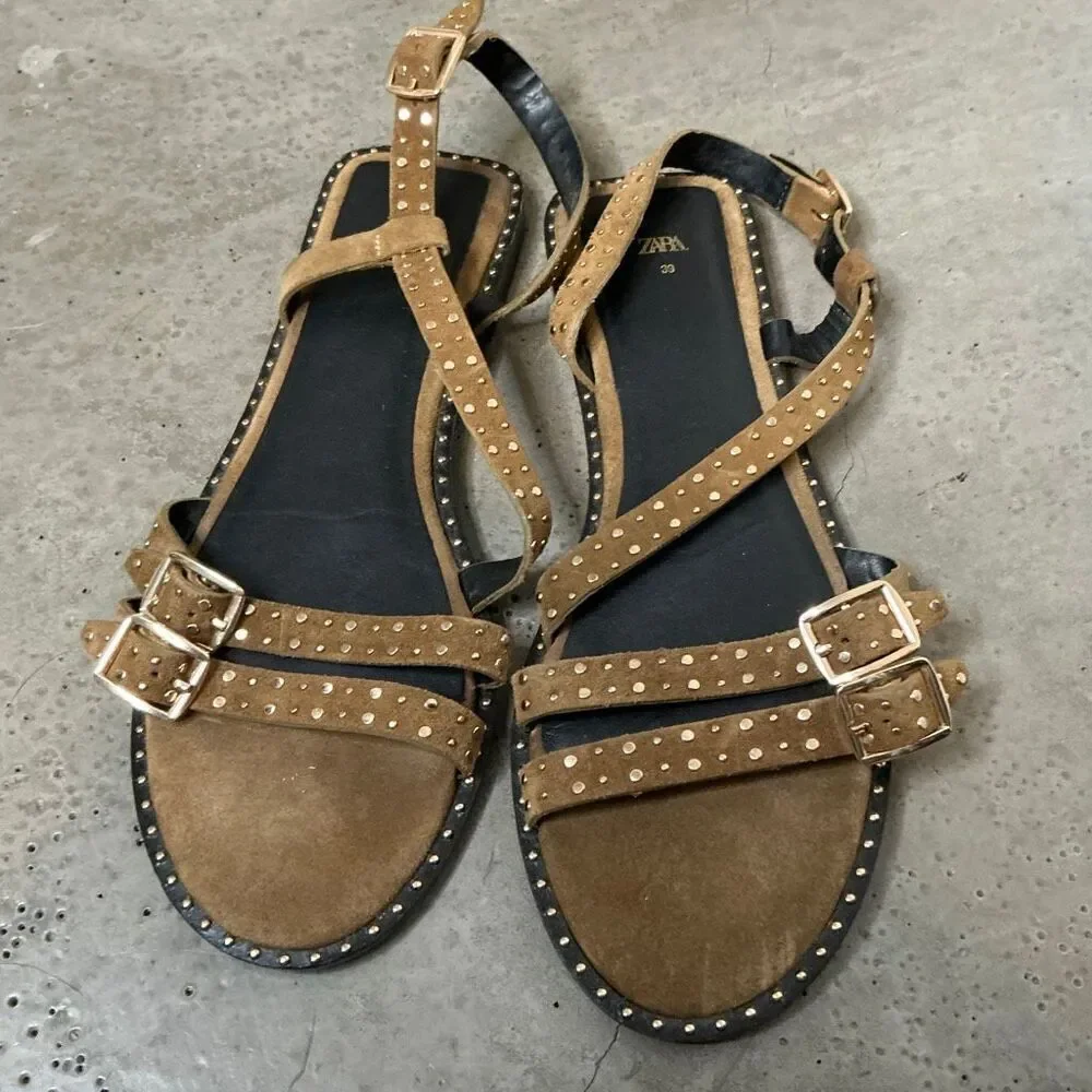 Zara Studded Suede Sandals - Picture 5 of 8